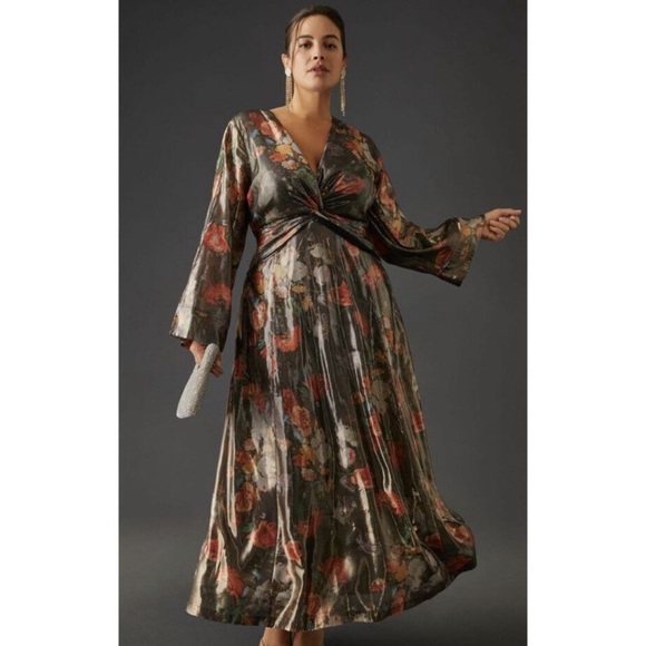New Anthropologie Caballero Deep V-Neck Maxi Dress size S - Picture 4 of 15